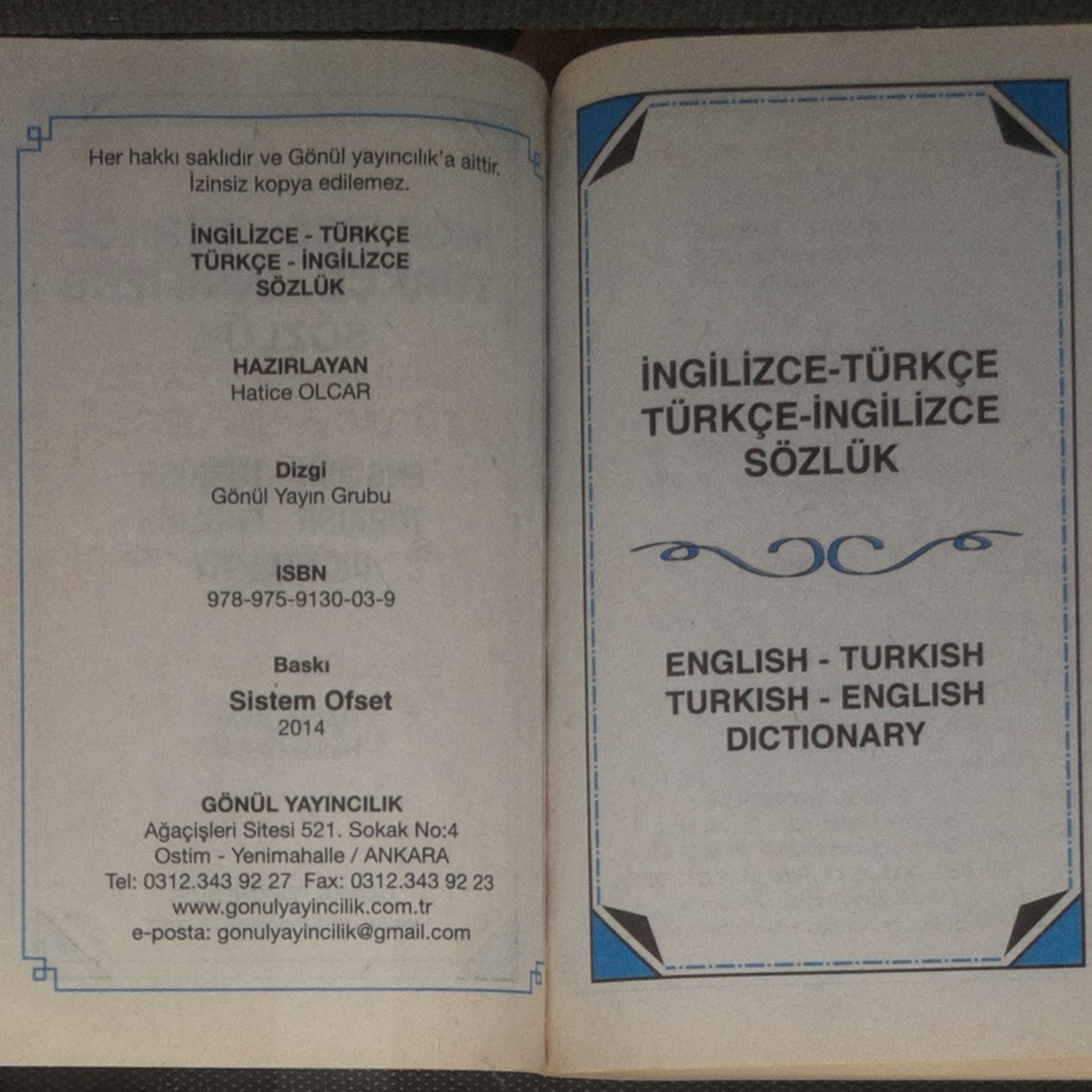 English Turkish dictionary